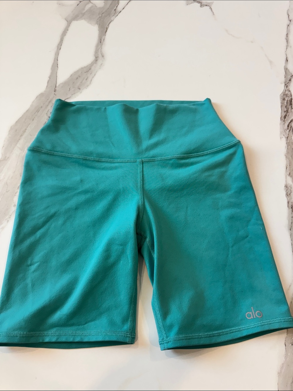 ALO Yoga Teal Sculpting High-Rise Bike Shorts
